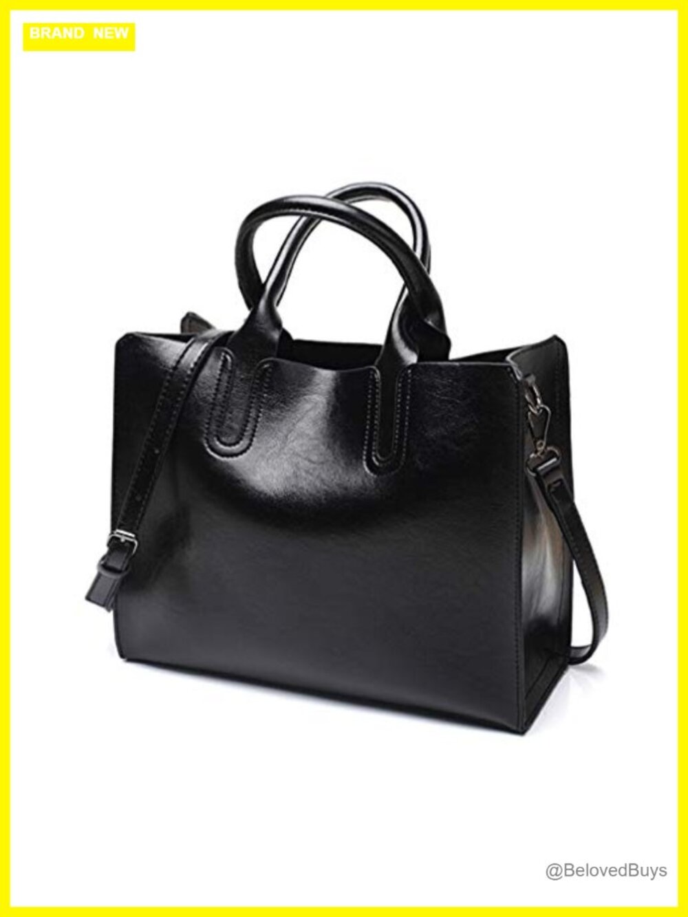 Large Faux Leather Tote Bag for Women, Work Shoulder Purse, Roomy Satchel